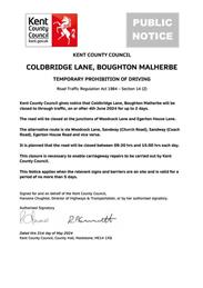 COLDBRIDGE LANE, BOUGHTON MALHERBE