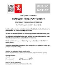 HEADCORN ROAD CLOSURE